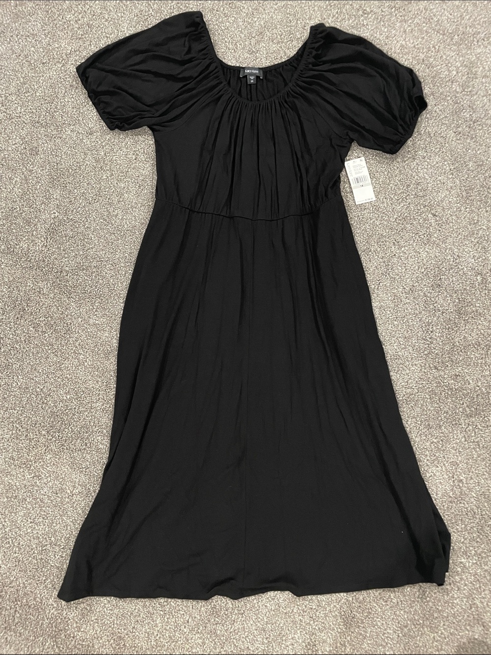 Black Puff Sleeve Midi Dress